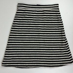 MAEVE by Anthropologie Fuzzy Striped A-line Skirt 4 Black White Stretch Knit